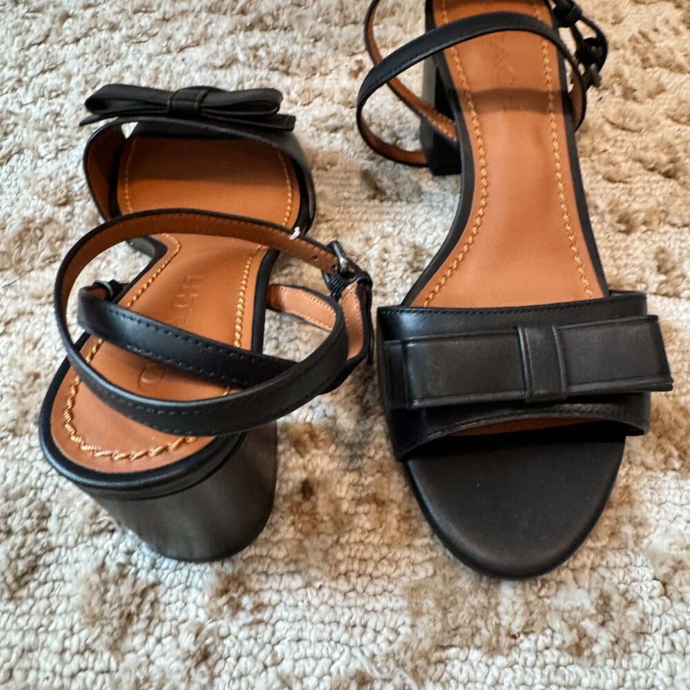 Black Coach Ankle wrap sandals, 8.5
